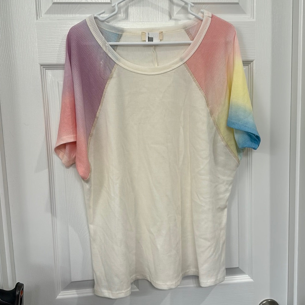 Off white rainbow sleeve shirt